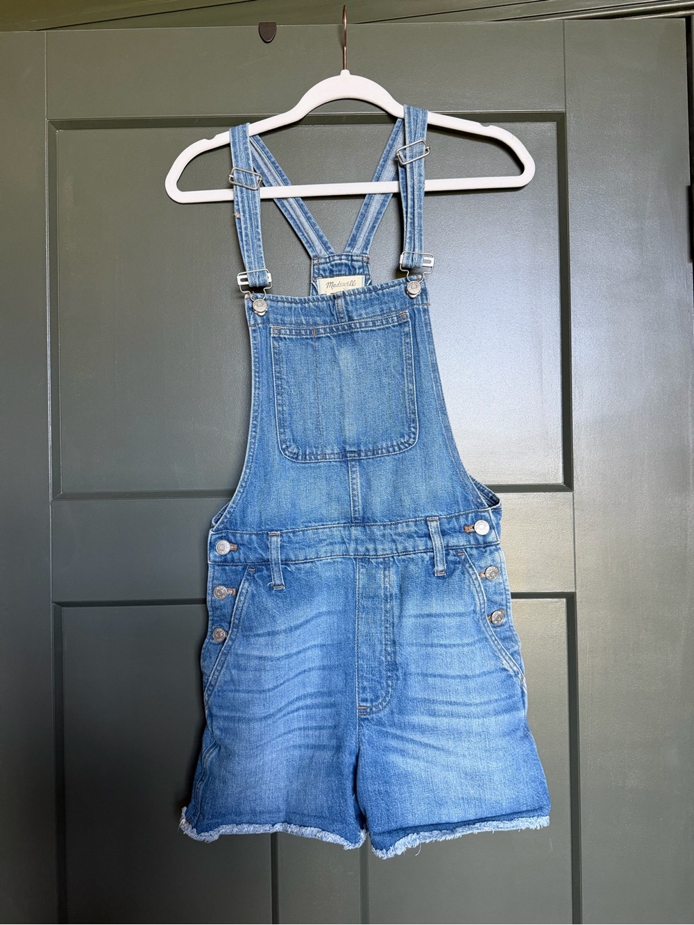 Madewell Blue Denim Short Overalls